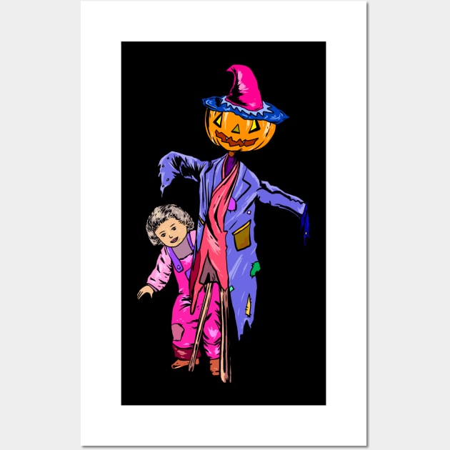 halloween party with wooden dolls Wall Art by pleasuretshirt